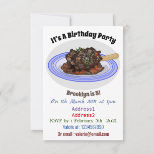 Braised lamb shank cartoon illustration Invitation