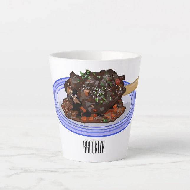  Braised lamb shank cartoon illustration Latte Mug (Front)