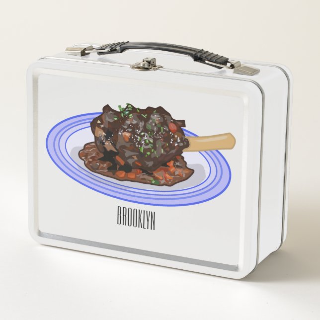  Braised lamb shank cartoon illustration Metal Lunch Box (Front)
