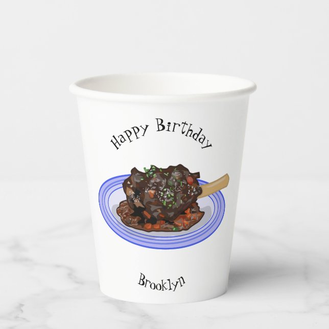  Braised lamb shank cartoon illustration  Paper Cups (Front)