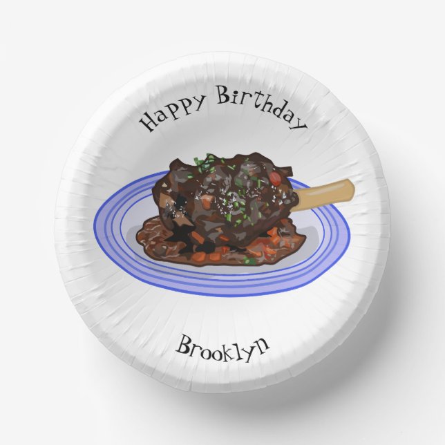  Braised lamb shank cartoon illustration Paper Plate (Front)