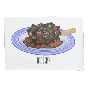 Braised lamb shank cartoon illustration Pillowcase