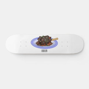 Braised lamb shank cartoon illustration Skateboard