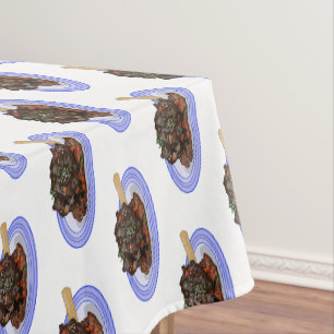 Braised lamb shank cartoon illustration Tablecloth