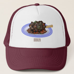 Braised lamb shank cartoon illustration  Trucker Hat