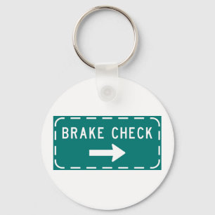 Brake Check Road Sign with Arrow  Key Ring