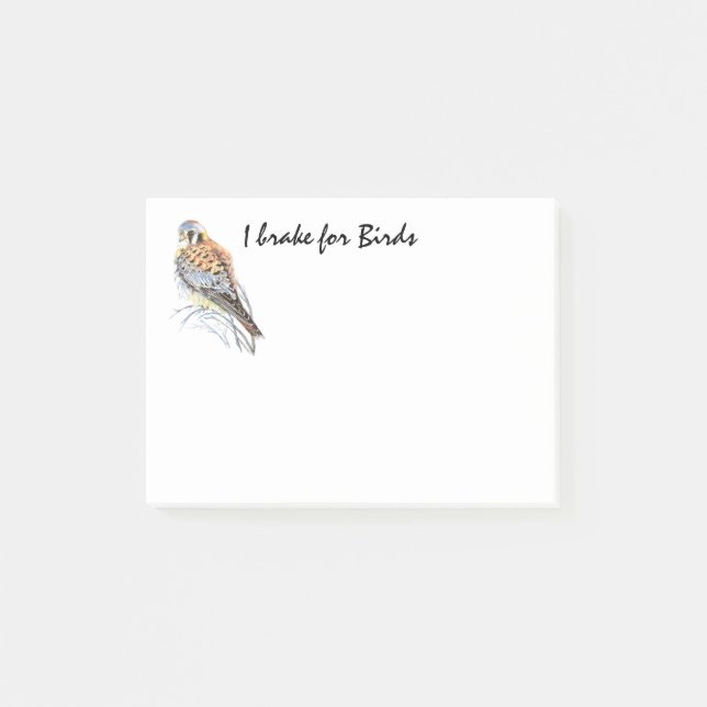 Brake for Birds Quote Kestrel Falcon Bird Post-it Notes (Front)