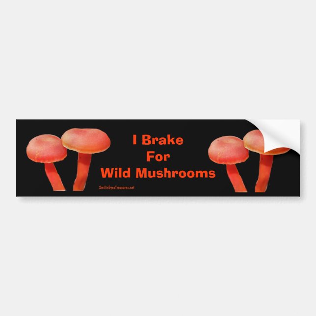 Brake For Mushrooms Funny Nature Bumper Sticker (Front)