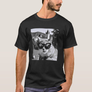 Bran Castle Romania Cat With Sunglasses Exploring T-Shirt