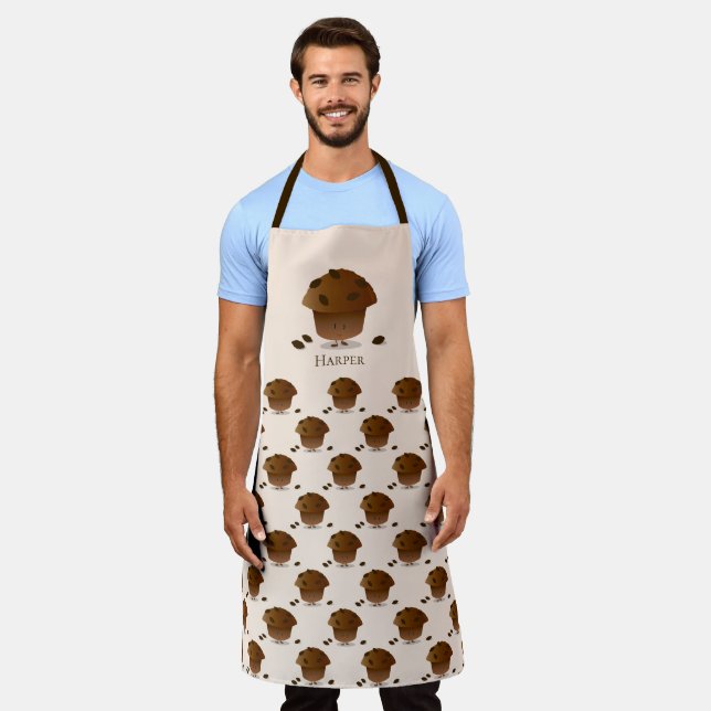 Bran Muffin Tan Brown Cartoon Character Name Food Apron (Worn)