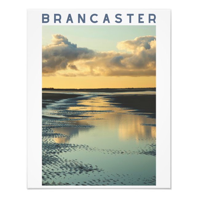 Brancaster Beach Reflections at Sunset, Norfolk Photo Print (Front)