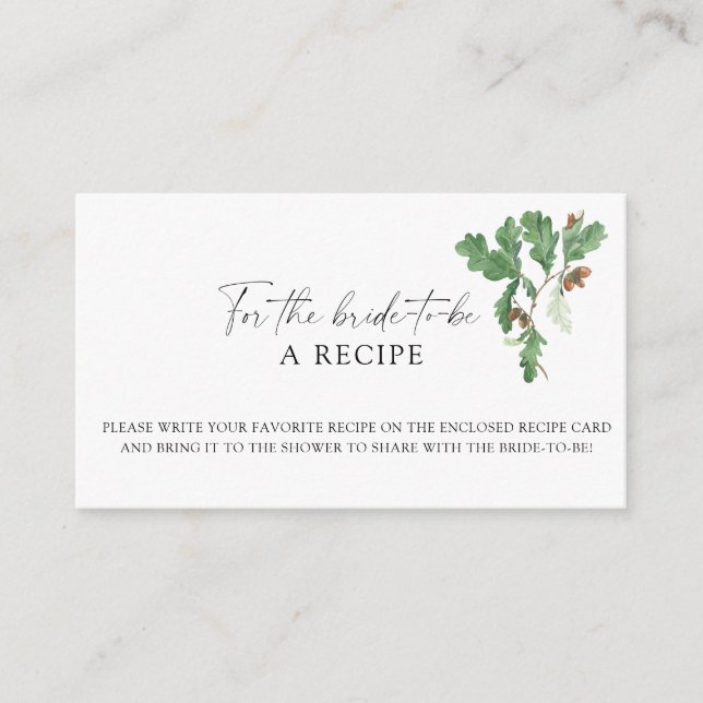 Branch acorns - Recipe for the bride to be Enclosure Card (Front)