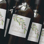 Branch and Berries Christmas Wine Label<br><div class="desc">Make your own wine labels for holiday gifts or favors with these personalized labels featuring modern,  elegant holly and berries with your message in chic lettering in any color and on any color background. MATCHING items in our store.</div>