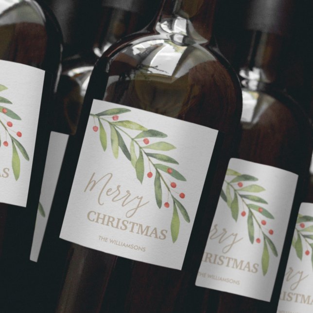 Branch and Berries Christmas Wine Label (Creator Uploaded)
