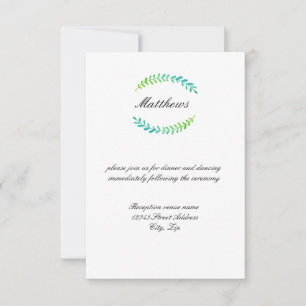 Branch Blue Green - 3x5 Reception Invitation