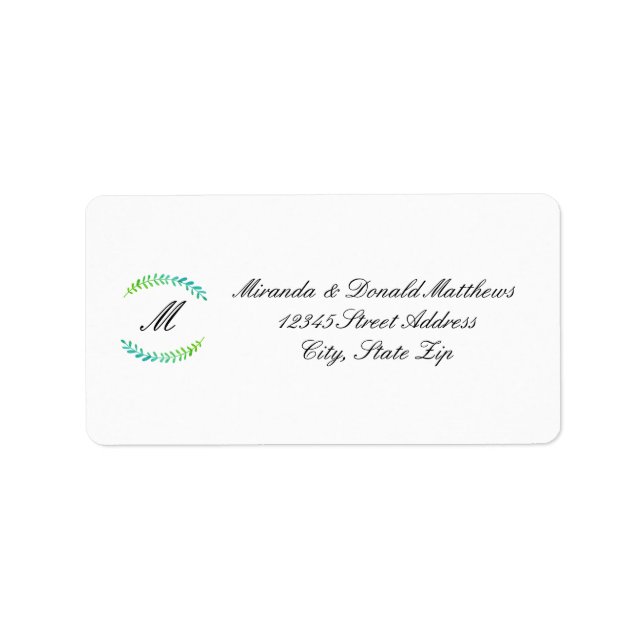 Branch Blue Green Wreath - Address Label (Front)