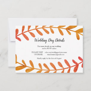 Branch Fall Horizontal  - Wedding Day Details Invitation