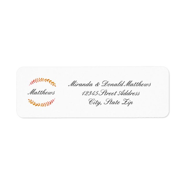 Branch Fall Wreath -Return Address Label (Front)