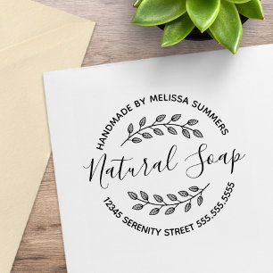 Branch Leaves Wreath Natural Soap Rubber Stamp