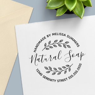 Branch Leaves Wreath Natural Soap Self-inking Stamp