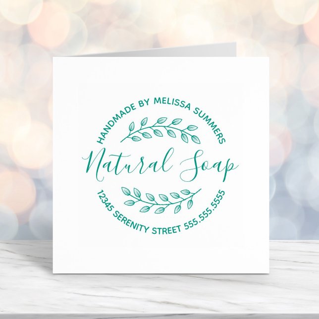 Branch Leaves Wreath Natural Soap Self-inking Stamp (Creator Uploaded)