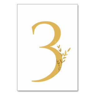 Branch Minimalist White and Gold Modern Wedding  Table Number
