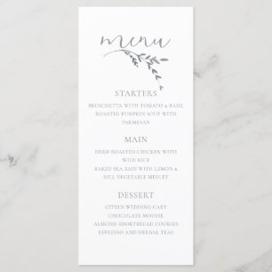 Branch Minimalist White & Silver Modern Wedding  Menu