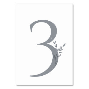 Branch Minimalist White & Silver Modern Wedding Table Number