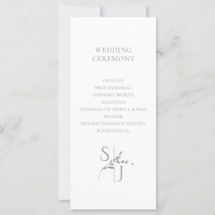 Branch Minimalist White & Silver Wedding Program