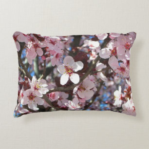 Branch of Pink Blossoms Spring Floral Decorative Cushion
