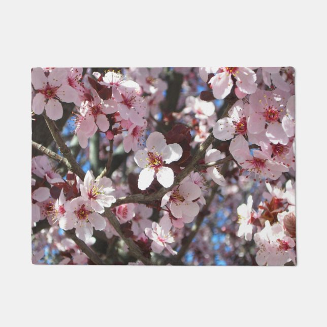 Branch of Pink Blossoms Spring Floral Doormat (Front)