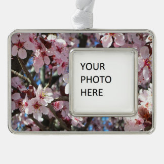 Branch of Pink Blossoms Spring Floral Silver Plated Framed Ornament