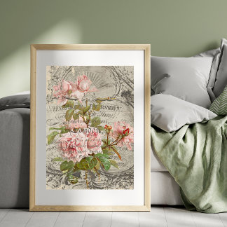 Branch of Pink Roses Decoupage Tissue Paper