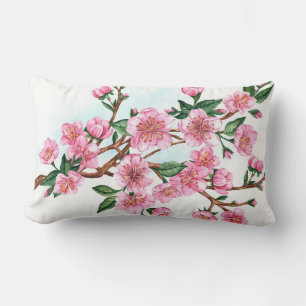 branch of sakura flowers lumbar pillow