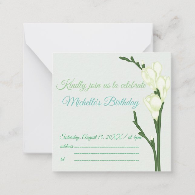 Branch of white Freesia. Card (Front)