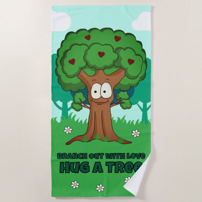 Branch Out With Love Hug A Tree Beach Towel (Front)