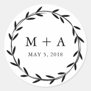 Branch Rustic  Wedding Design Classic Round Sticker