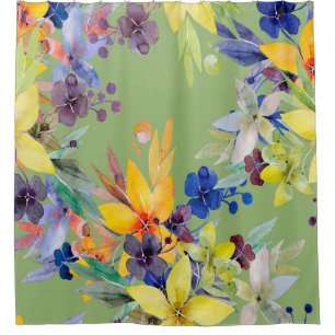 Branch watercolor seamless pattern. Image on white Shower Curtain