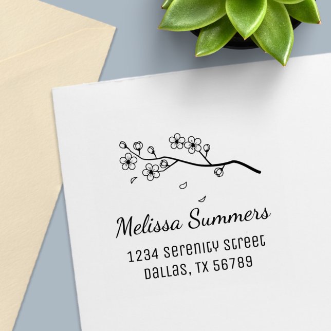 Branch with Blossoms Return Address Self-inking Stamp (Creator Uploaded)