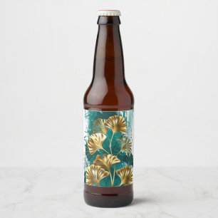 Branch with Golden Leaves Ginko Biloba Beer Bottle Label