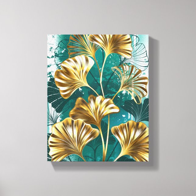 Branch with Golden Leaves Ginko Biloba Canvas Print (Front)