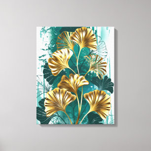 Branch with Golden Leaves Ginko Biloba Canvas Print