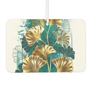 Branch with Golden Leaves Ginko Biloba Car Air Freshener