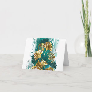 Branch with Golden Leaves Ginko Biloba Card