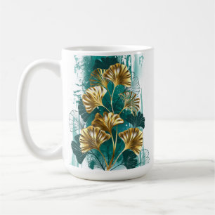 Branch with Golden Leaves Ginko Biloba Coffee Mug