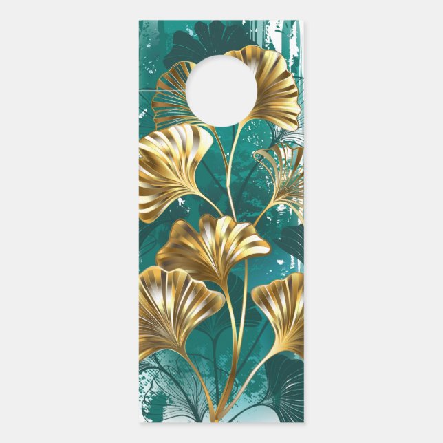 Branch with Golden Leaves Ginko Biloba Door Hanger (Front)