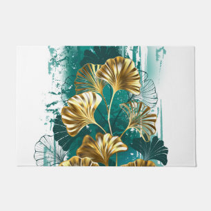 Branch with Golden Leaves Ginko Biloba Doormat