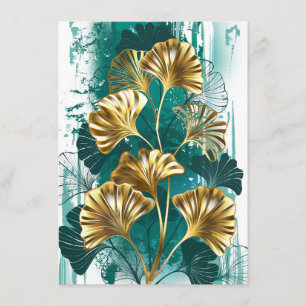 Branch with Golden Leaves Ginko Biloba Enclosure Card