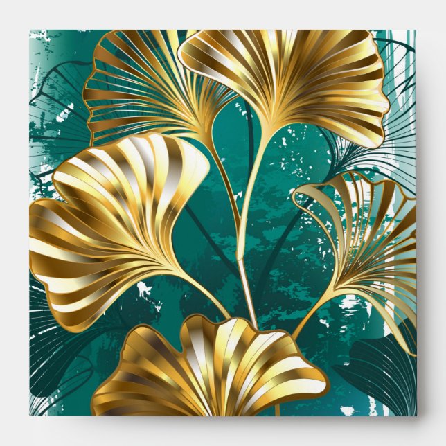 Branch with Golden Leaves Ginko Biloba Envelope (Front)