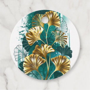 Branch with Golden Leaves Ginko Biloba Favour Tags